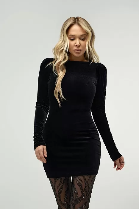 картинка Бархатное черное платье от интернет магазина