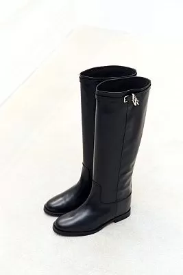 Сапоги женские VIA ROMA, гладкая кожа, черный