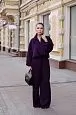Брюки атласные, с резинкой, фиолетовые