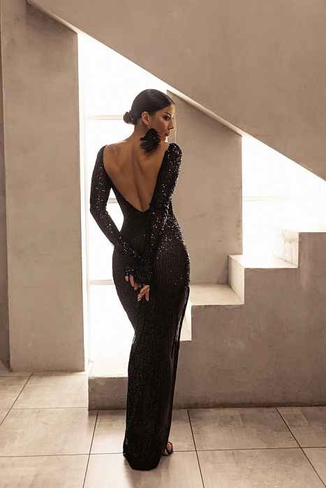 картинка Платье в пол HOLLYWOOD черное от интернет магазина